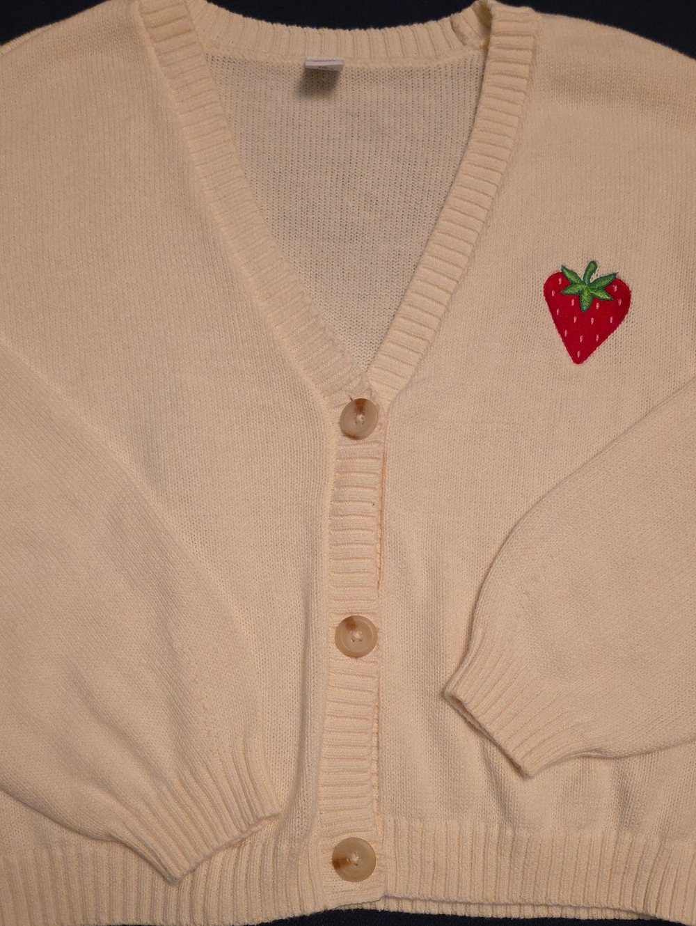Old Navy Girls XL 14-16 Strawberry Cardigan 100% Cotton Cropped Sweater